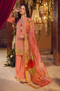 UAE -3PC Lawn Embroidered Unstitched Suit with Printed Jacquard Dupatta FE-32044