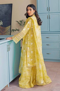 UAE -3PC Lawn Foam Printed Lawn Unstitched Suit with Crochet Lace CL-32408
