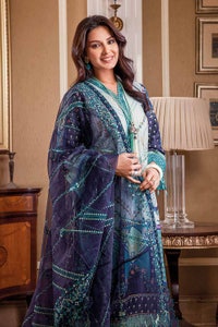 UAE -3PC Unstitched Embroidered Lawn Suit With Embroidered Organza Dupatta OG-32001