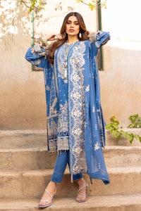UAE -3PC Sequins And Zari Embroidered Unstitched Suit PM-22018