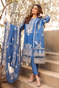UAE -3PC Sequins And Zari Embroidered Unstitched Suit PM-22018