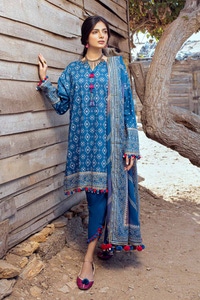 UAE -3PC Gold Printed Lawn Unstitched Suit CL-42003 A