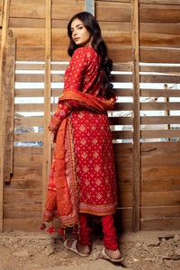 UAE -3PC Gold Printed Lawn Unstitched Suit CL-42004 A