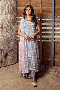 UAE -3PC Lacquer Printed Lawn Unstitched Suit CL-42008 A