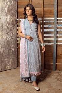UAE -3PC Lacquer Printed Lawn Unstitched Suit CL-42008 A