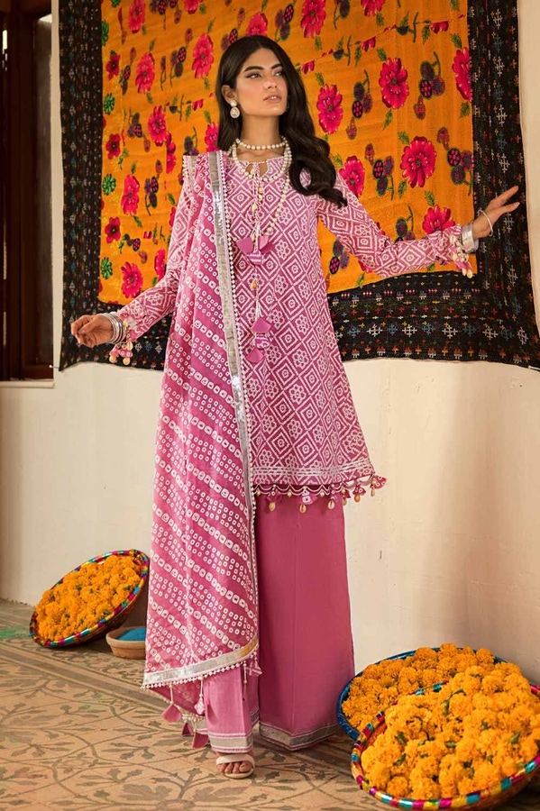 UAE -3PC Lacquer Printed Lawn Unstitched Suit CL-42010 B
