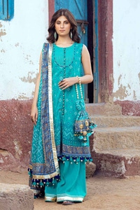 UAE -3PC Gold Printed Lawn Unstitched Suit CL-42013 A