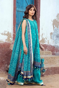 UAE -3PC Gold Printed Lawn Unstitched Suit CL-42013 A