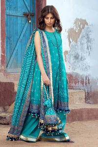 UAE -3PC Gold Printed Lawn Unstitched Suit CL-42013 A