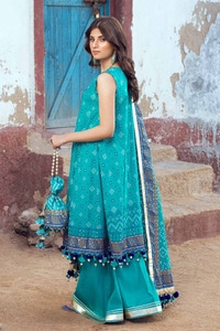 UAE -3PC Gold Printed Lawn Unstitched Suit CL-42013 A