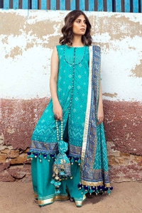 UAE -3PC Gold Printed Lawn Unstitched Suit CL-42013 A