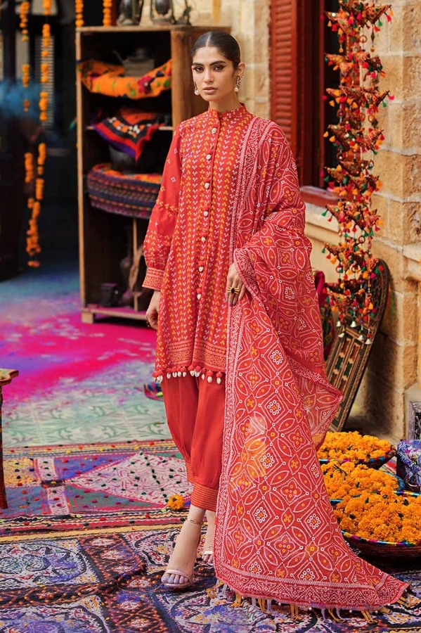 UAE -3PC Printed Lawn Unstitched Suit CL-42017 B