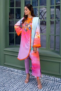 UAE -3PC Printed Lawn Unstitched Suit CL-42022 B