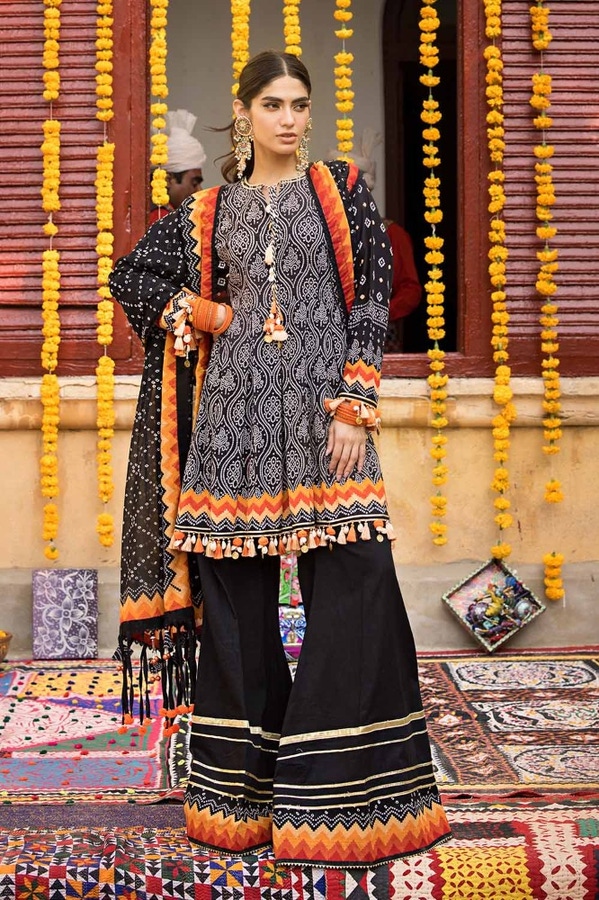 UAE -3PC Printed Lawn Unstitched Suit CL-42033 B