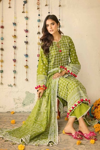 UAE -3PC Lacquer Printed Lawn Unstitched Suit CL-42039 B