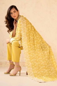 UAE -3PC Printed Embroidered Lawn Unstitched Suit with Printed Embroidered Dupatta CL-42040