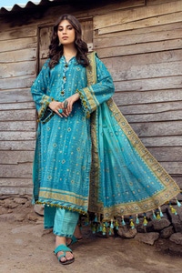 UAE -3PC Gold Printed Lawn Unstitched Suit CL-42042 A