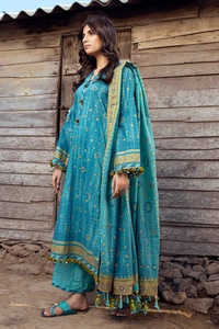 UAE -3PC Gold Printed Lawn Unstitched Suit CL-42042 A