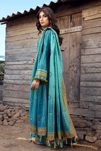 UAE -3PC Gold Printed Lawn Unstitched Suit CL-42042 A