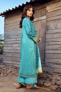 UAE -3PC Gold Printed Lawn Unstitched Suit CL-42042 A