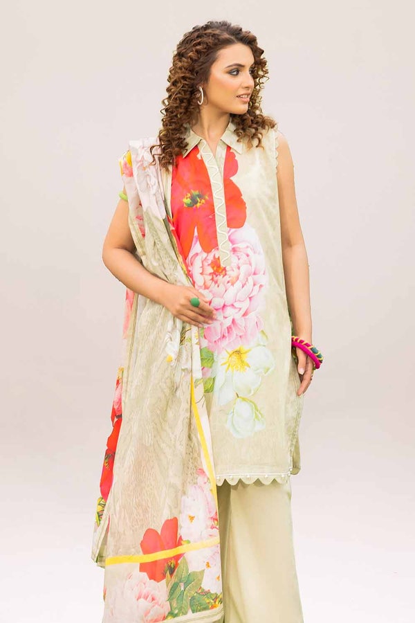 UAE -3PC Unstitched Printed Lawn Suit CL-42046 A