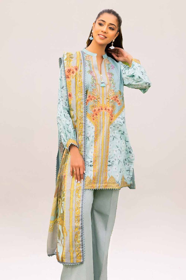 UAE -3PC Unstitched Printed Lawn Suit CL-42049 B