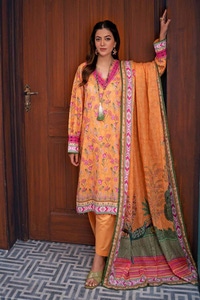 UAE -3PC Printed Lawn Unstitched Suit CL-42050 B