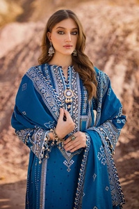 UAE -3PC Gold Lacquer Printed Lawn Unstitched Suit with Zari Embroidered Lawn Dupatta CL-42052