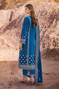 UAE -3PC Gold Lacquer Printed Lawn Unstitched Suit with Zari Embroidered Lawn Dupatta CL-42052