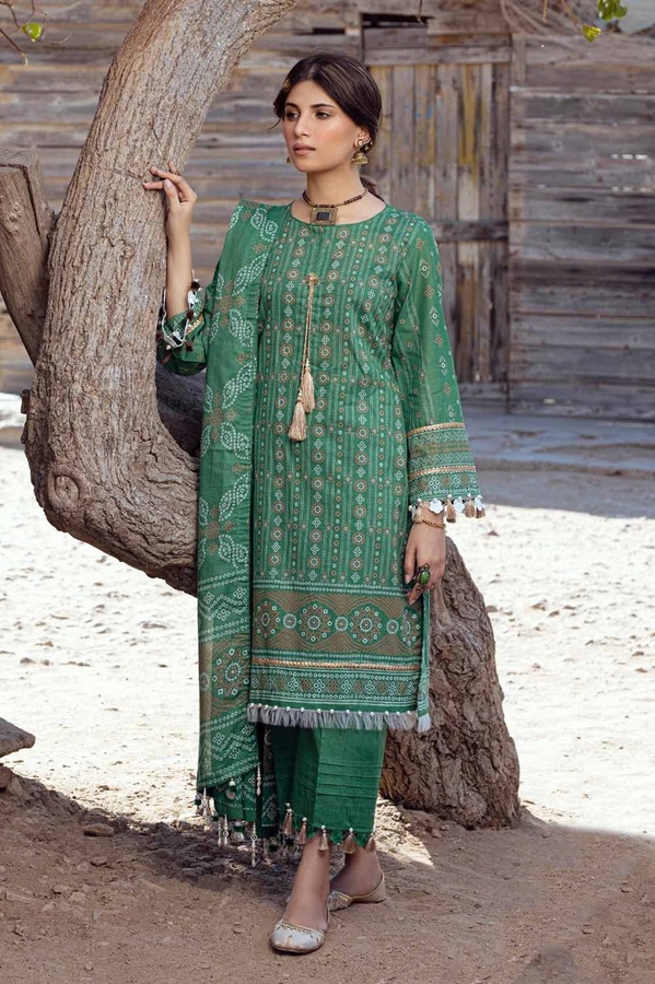 UAE -3PC Printed Lawn Unstitched Suit CL-42060 A