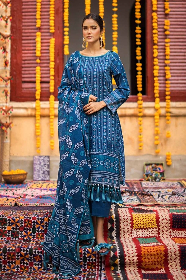 UAE -3PC Printed Lawn Unstitched Suit CL-42060 B