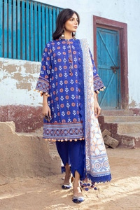 UAE -3PC Lacquer Printed Lawn Unstitched Suit CL-42062 A