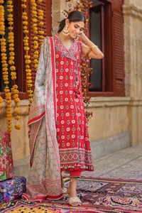 UAE -3PC Lacquer Printed Lawn Unstitched Suit CL-42062 B