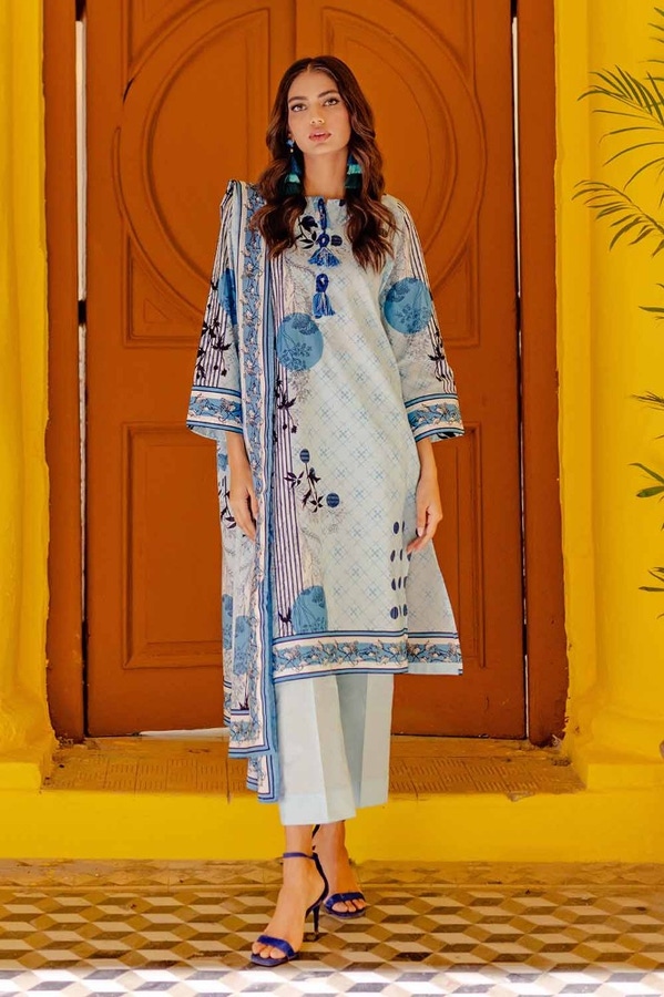 UAE -3PC Printed Lawn Unstitched Suit CL-42065 B