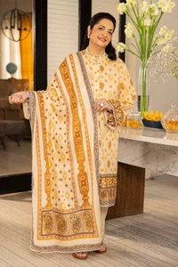 UAE -3PC Printed Lawn Unstitched Suit CL-42080 B