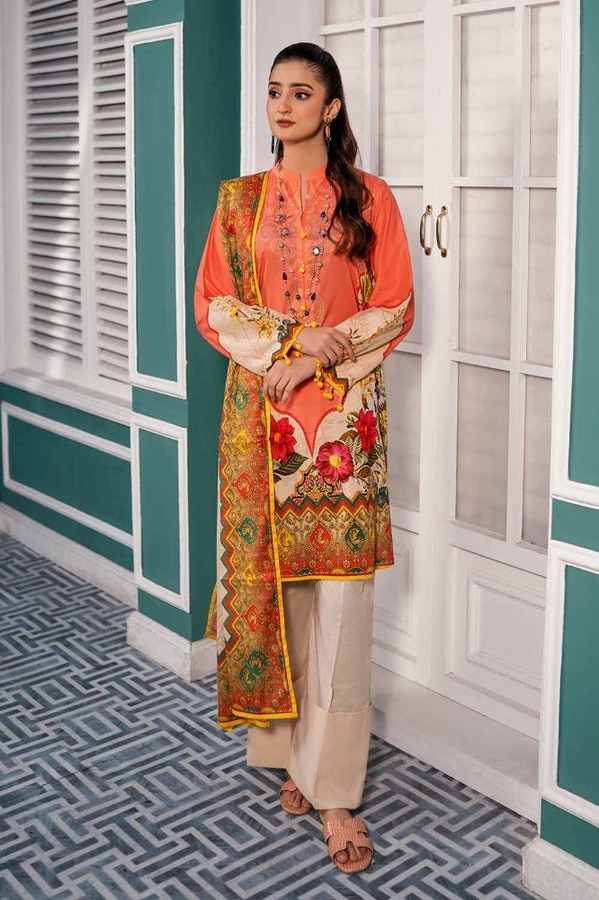 UAE -3PC Printed Lawn Unstitched Suit CL-42098