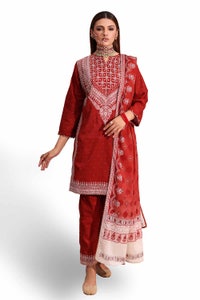 UAE -3PC Unstitched Embroidered Printed Suit with Embroidered Printed Lawn Dupatta CL-42103