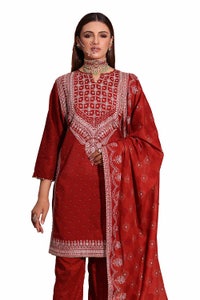 UAE -3PC Unstitched Embroidered Printed Suit with Embroidered Printed Lawn Dupatta CL-42103