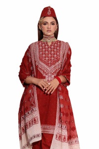 UAE -3PC Unstitched Embroidered Printed Suit with Embroidered Printed Lawn Dupatta CL-42103