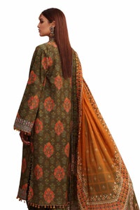 UAE -3PC Unstitched Embroidered Printed Suit with Embroidered Printed Lawn Dupatta CL-42104