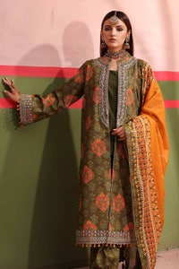 UAE -3PC Unstitched Embroidered Printed Suit with Embroidered Printed Lawn Dupatta CL-42104
