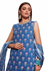 UAE -3PC Unstitched Embroidered Printed Suit with Embroidered Printed Lawn Dupatta CL-42105