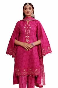 UAE -3PC Unstitched Embroidered Printed Suit with Embroidered Printed Lawn Dupatta CL-42106