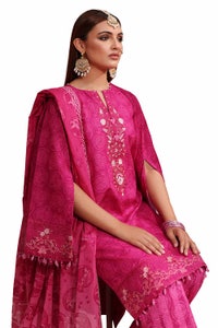 UAE -3PC Unstitched Embroidered Printed Suit with Embroidered Printed Lawn Dupatta CL-42106