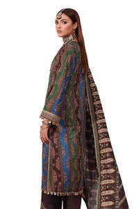 UAE -3PC Unstitched Embroidered Printed Suit with Embroidered Printed Lawn Dupatta CL-42107