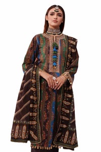 UAE -3PC Unstitched Embroidered Printed Suit with Embroidered Printed Lawn Dupatta CL-42107