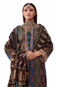 UAE -3PC Unstitched Embroidered Printed Suit with Embroidered Printed Lawn Dupatta CL-42107