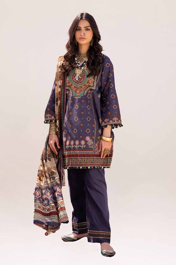 UAE -3PC Unstitched Printed Lawn Suit CL-42118