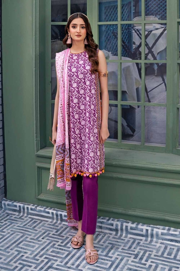 UAE -3PC Printed Lawn Unstitched Suit CL-42132 B