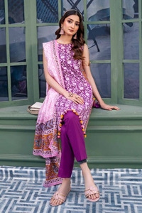 UAE -3PC Printed Lawn Unstitched Suit CL-42132 B